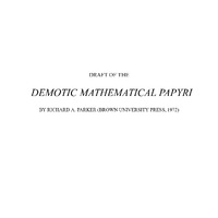 Draft of the Demotic Mathematical Papyri